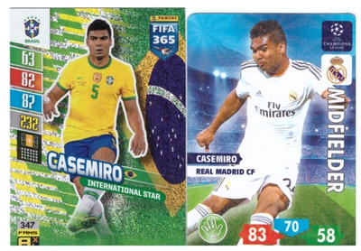 2 x CASEMIRO Brasilia, Real Madrid, Jalkapallo Kortteja
