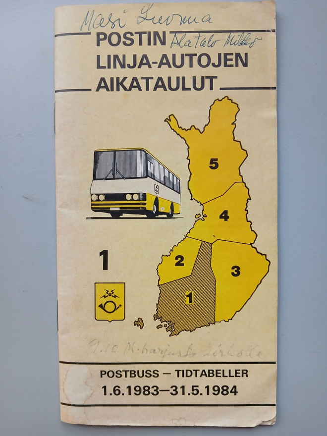 Postin Linja- autojen aikataulut 1.6.1983- 31.5.1984