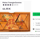 Kolmiodomino. Samena puusta valmistettu 56 osainen peli. - pikkukuva 1