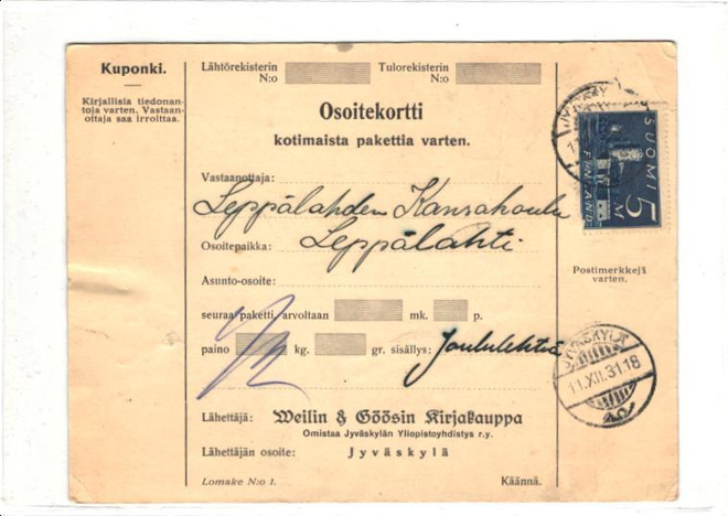 OSOITEKORTTI JYVÄSKYLÄ-LEPPÄLAHTI
