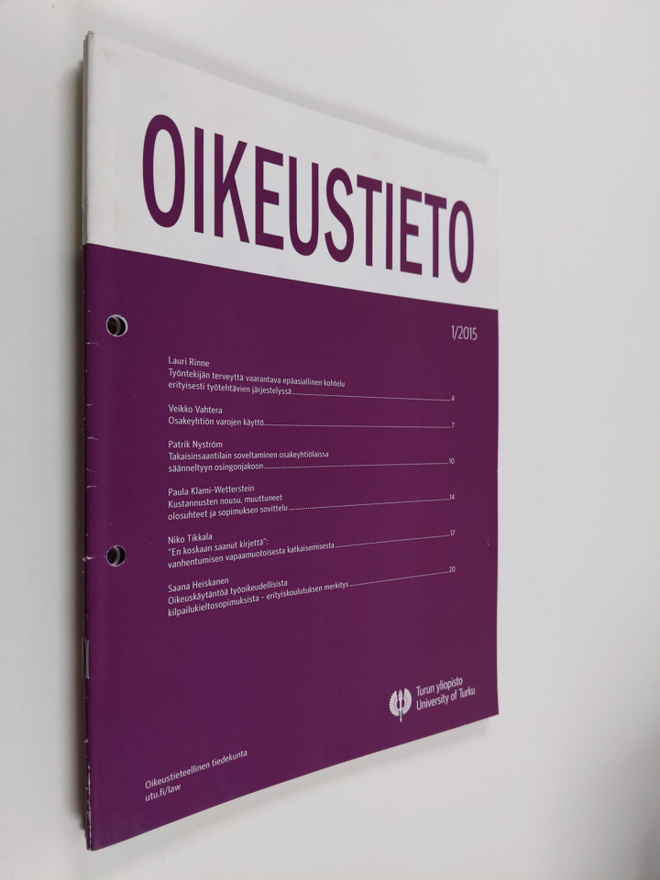Oikeustieto vuosikerta 2015 (1-2, 4-6, n:o 3 puuttuu) : T...