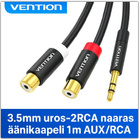 Vention 3.5mm uros - 2RCA naaras äänikaapeli 1m #30847 - pikkukuva 1