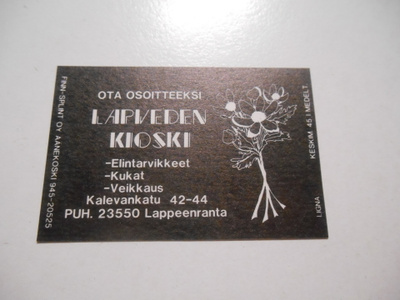 TT Etiketti Lapveden kioski Lappeenranta