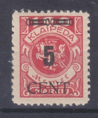 Saksa reich Memel 1923 Mi 188 postituoreena