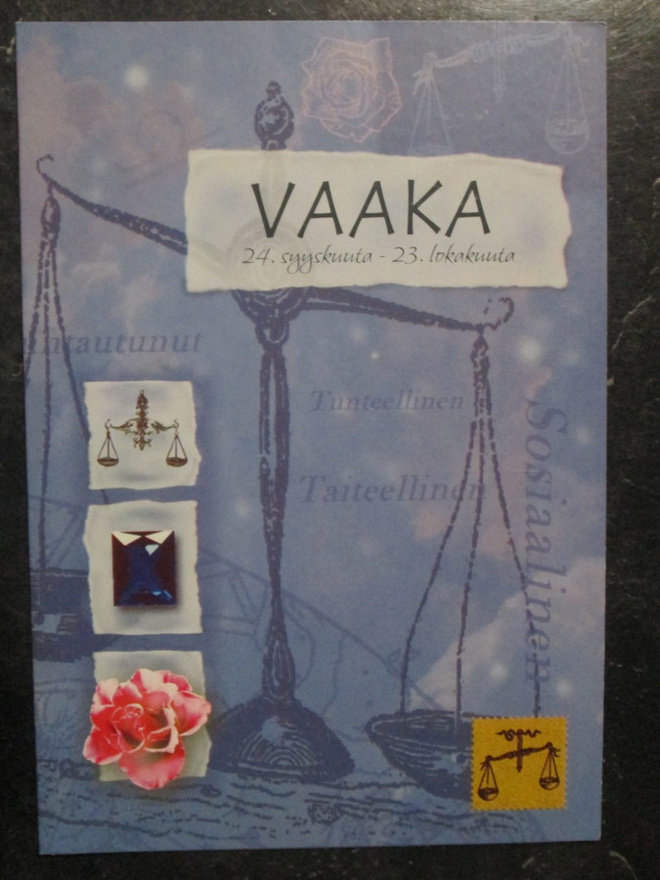 KULKEMATON VAAKA ISO HOROSKOOPPIKORTTI PALETTI