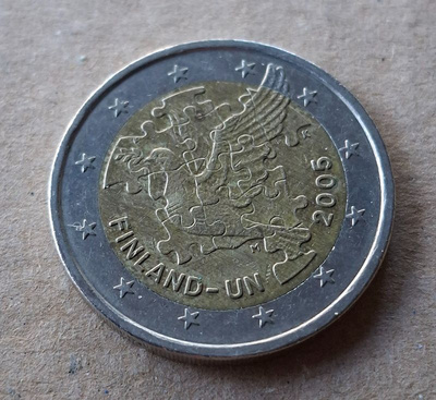 Suomi 2 euroa YK 50 vuotta 2 € erikoiseuro 2005
