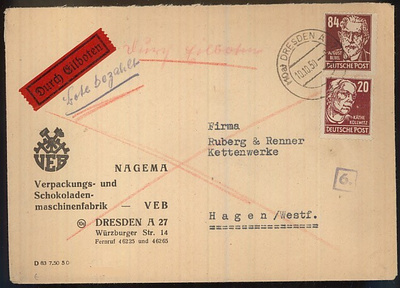 DDR Mi 227 ym pikakirje
