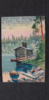 Sanny Federley vanha kortti v. 1921, vene ja rantasauna