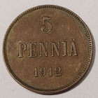 *Suomi *  5 penniä  *1912  *   Copper/Kupari *1+/EF - pikkukuva 1