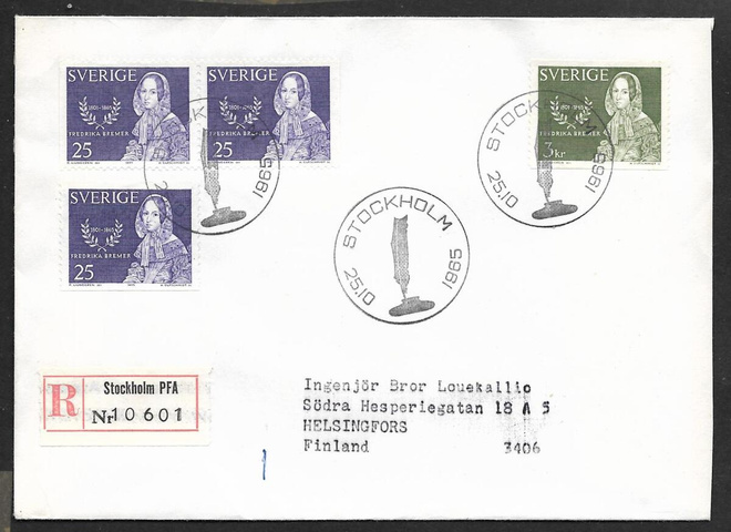 Ruotsi - Fredrika Bremer FDC 1965 R  (Fac. 568-569)