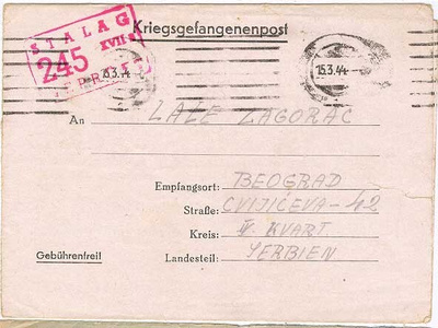 Saksa sotavankikirje 1944 Serbiaan