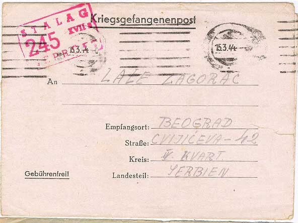 Saksa sotavankikirje 1944 Serbiaan