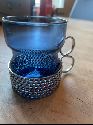 Iittala Tsaikka harvinainen sininen teelasi, T. Sarpaneva