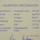 SUOMI 100 MK Aino Ackte 2001, proof - pikkukuva 4