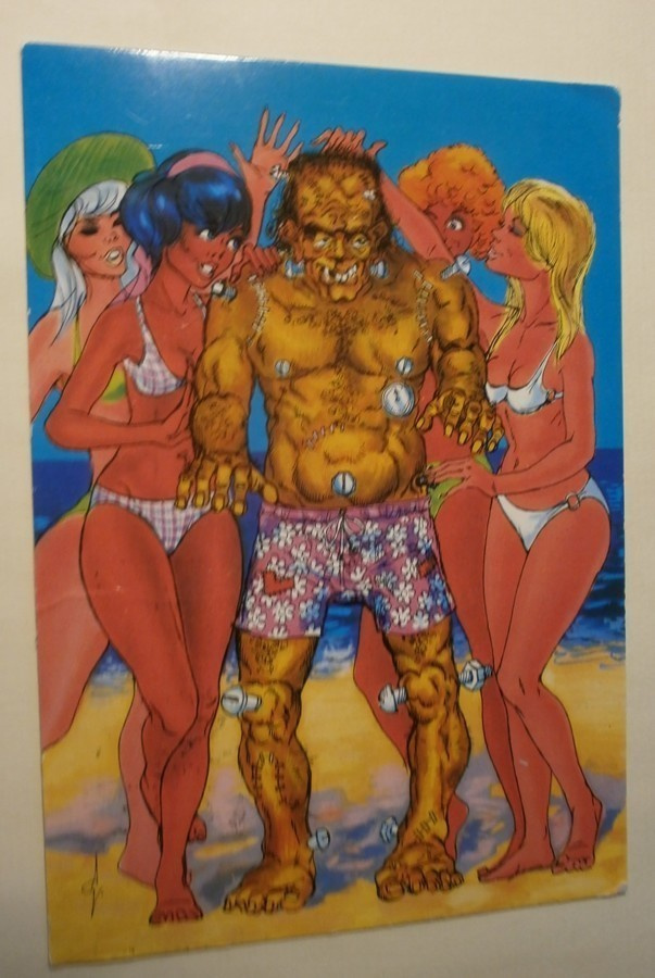 Frankenstein hurmaa tyttöjä rannalla,väripk. Suomeen 1978