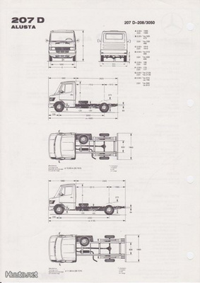 Mercedes-Benz 207 D tekniset tiedot -esite, 1983