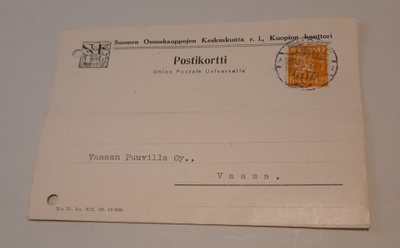 Firmakortti Kuopion konttori SOK 1937