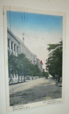 Helsinki, Bulevardi, vossikka, vanha väripk, p. 1909