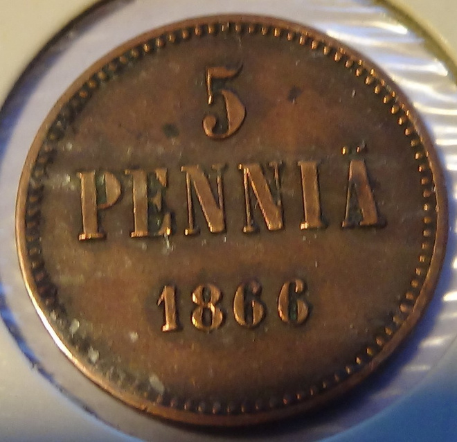 1866 5 penniä kl6