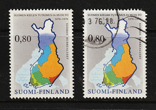 1976 Suomen murrealueet-merkki leimattuna ja **