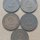 Saksa 2 pfennig kolikkosetti, 5kpl - pikkukuva 1