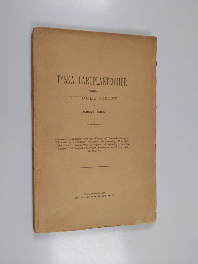 Albert Lilius : Tyska läroplanteorier under nittonde seklet