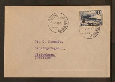 # 23558 # Suomen matkailija yhdistys FDC > Ruotsi - 1947