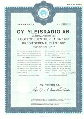 OKK obligaatio Oy Yleisradio Ab 29.12.1982