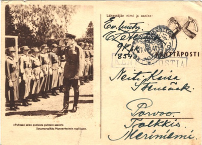 KENTTÅPOSTI /MANNERHEIM TARKASTAA LOTAT 8543/9 LENTOL 44 Eri