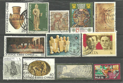 KYPROS & MALTA levyllinen merkkejä - 12 erilaista o