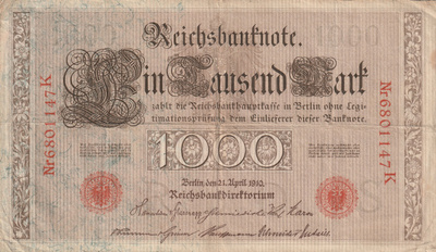 GERMANY 1000 MARK 1910 KL1 (K15-S85)