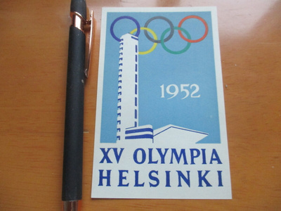 1952 Hki olympialaiset 7,5x11,5cm matkalaukkutarra*