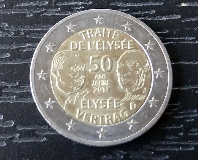 RANSKA ELYSEE sopimus 50 vuotta 2 euron erikoiskolikko 2013