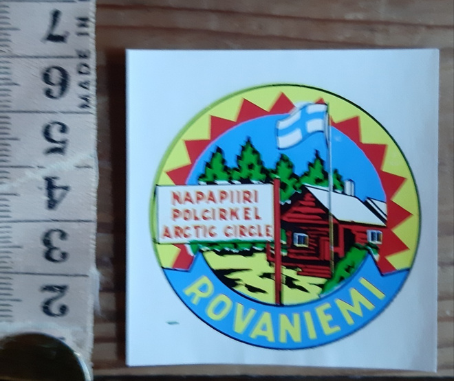 Rovaniemi Napapiiri vintage matkamuisto tarra