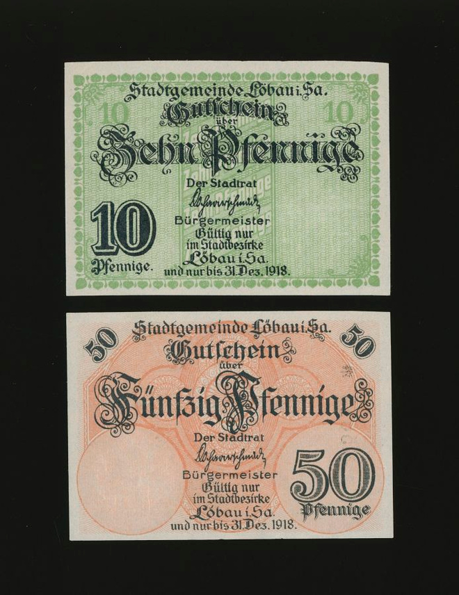 Saksa Notgeld 10, 50 Pfg, Löbau 1918