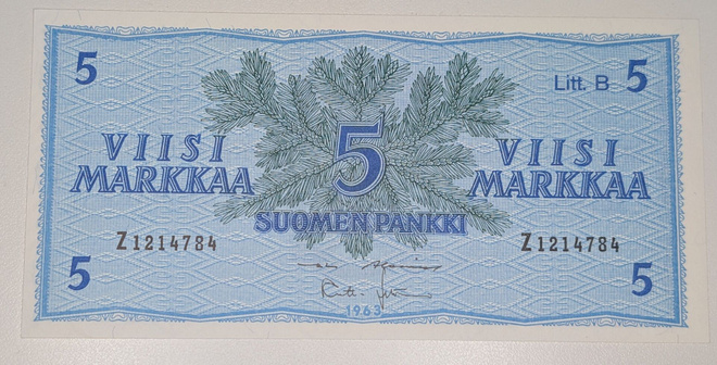 5 Markkaa 1963 Litt. B Z1214784