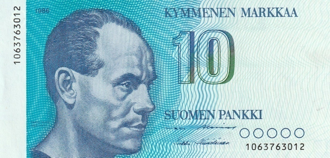 Suomi  10 markkaa 1986   1063763012 kl. 9
