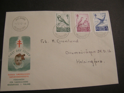 1952  TUB sarja FDC  kulkenut