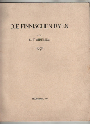 Sirelius: Die finnischen Ryen, Statsrådet 1924, nid., K3