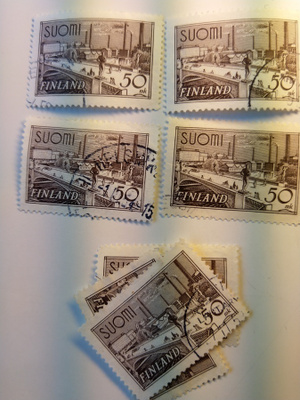 Malli 1930 Tampere lilanharmaa postimerkki 50 markka