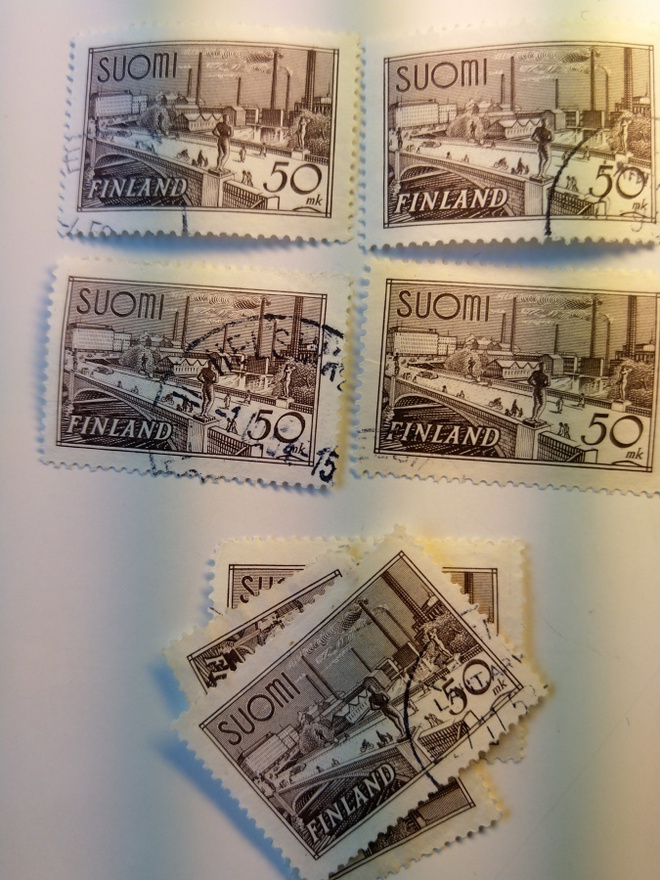 Malli 1930 Tampere lilanharmaa postimerkki 50 markka