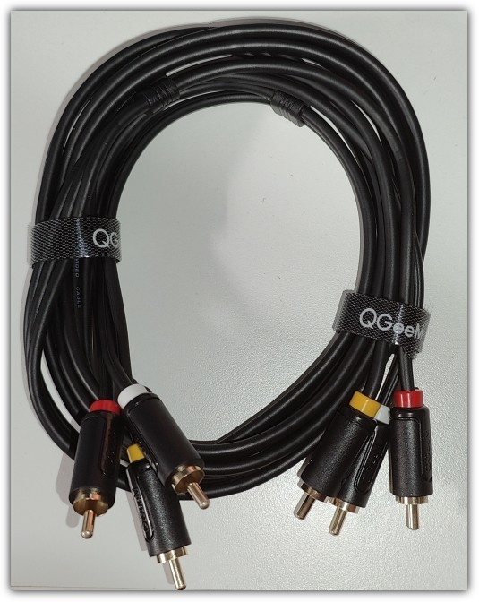 QGeeM video/äänikaapeli 3xRCA - 3xRCA kaapeli / 1,8m #29503