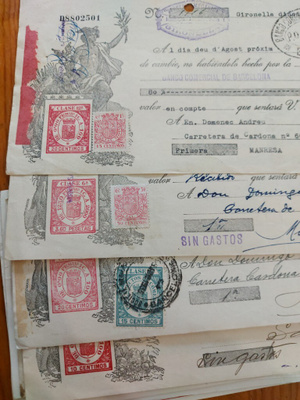 28 kpl Espanjal. leimapapereita v. 1913-70