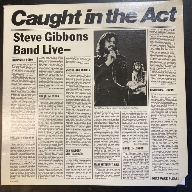 Steve Gibbons Band - Caught In The Act LP