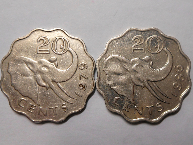 Swaziland. 20 cents 1979, 1986.