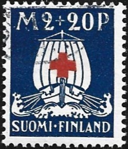 1930 Punainen Risti 2 mk + 20 p leimattu LaPe 160