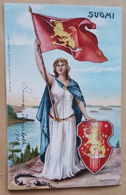 Ragnhild Sellén: Suomi neito, punainen leijonalippu, p. 1906
