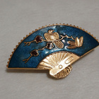 Vintage japanilainen solki rintakoru damaskeenemailiviuhka - pikkukuva 1