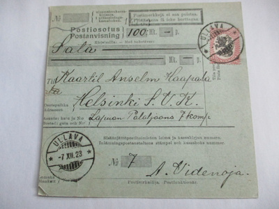 1923 Ullava postiosoitus SVK Lapuan pataljoona Hkiin