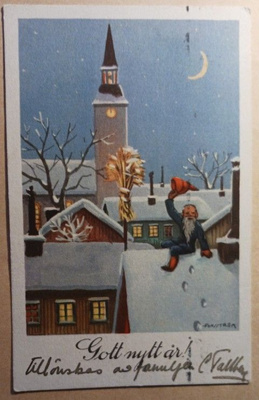 Forsström: Tonttu heiluttaa katolta (r), p. 1933